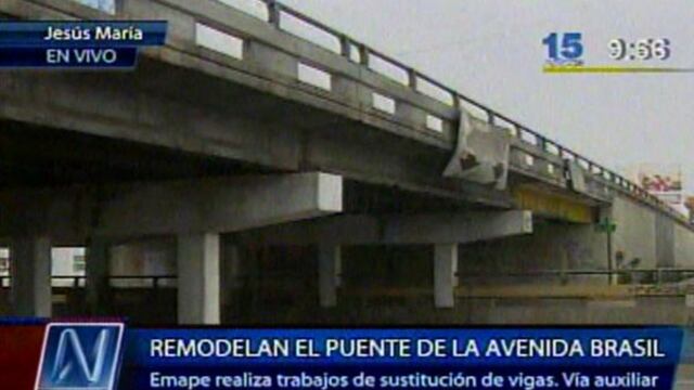 Tránsito sur a norte en Av. Brasil cerrado por obras en puente