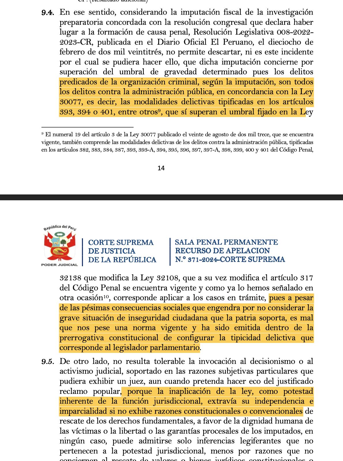 Defensa de Mateo Castañeda invoca caso de Geiner Alvarado ante la Corte Suprema para alegar que delito de organización criminal debe archivarse, en el Caso Los "Waykis en la Sombra".
