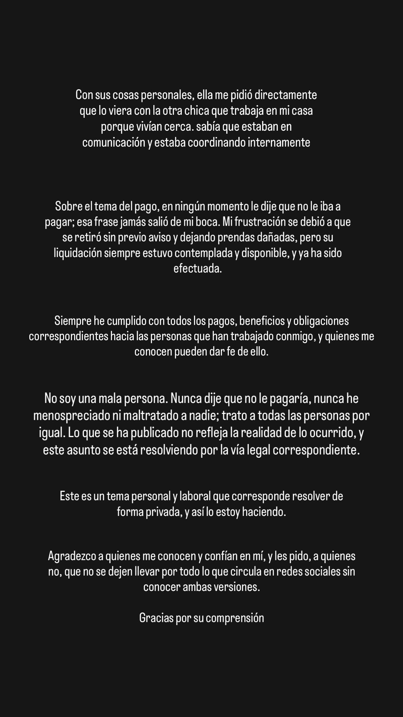 Pronunciamiento de Majo Parodi