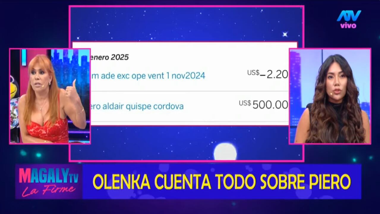 Olenka Mejía muestra depósito de dinero que le hizo Piero Quispe en enero del 2025.