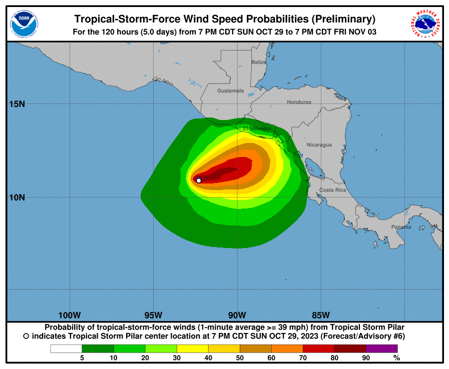 La Tormenta Tropical Pilar a dirige a El Salvador. (NHC).
