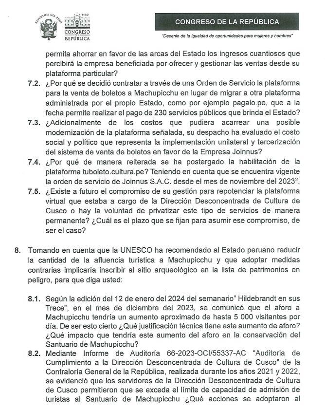 Moción de interpelación de Guido Bellido y otros contra Leslie Urteaga.