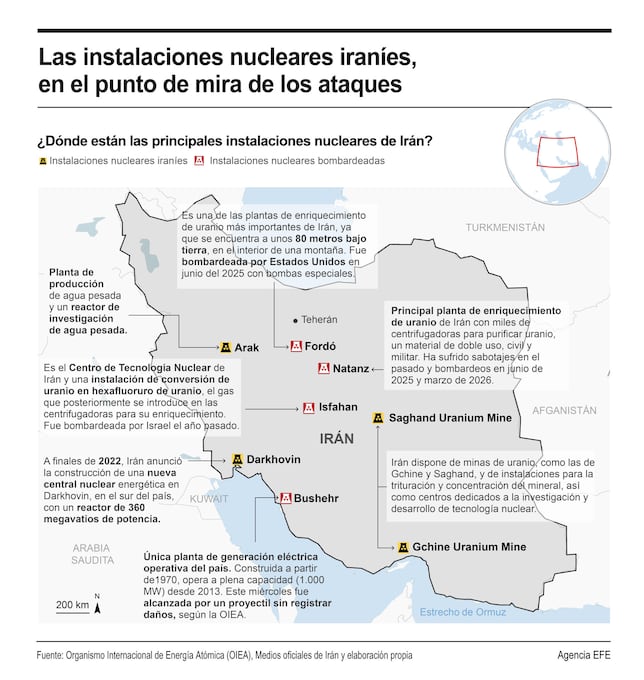 Natanz and Dimona attacks: why they raise the risk of a further escalation in the war in Iran 4 Iran's nuclear facilities. (EFE).