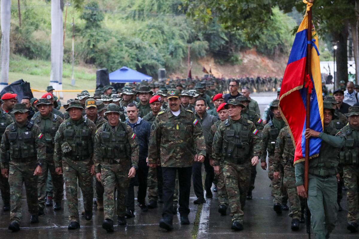 El líder chavista Nicolás Maduro durante ejercicios militares, en Caracas, Venezuela, el 22 de enero de 2025. (Foto del Palacio de Miraflores / EFE)