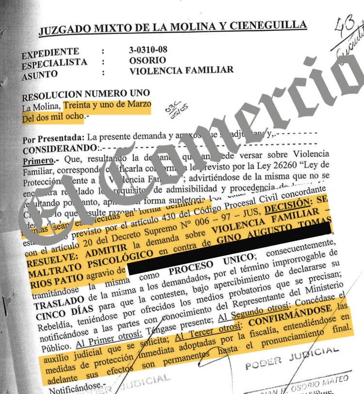 Caso Gino Ríos-Proceso por Violencia Familiar