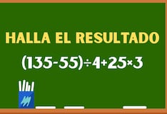 Un usuario capaz desarrolla este ejercicio en menos de 8 segundos: ¿cuál es el resultado de (135−55)÷4+25×3?