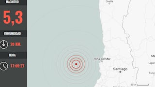 Sismo de magnitud 5,3 se percibe entre las regiones chilenas de Valparaíso y Maule