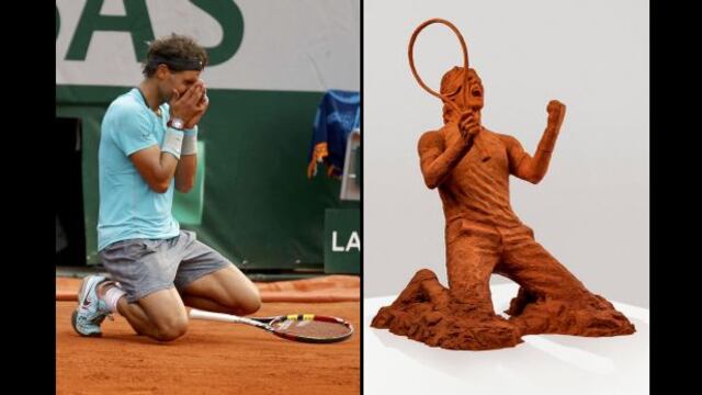 Rafael Nadal: le hacen escultura con arcilla de Roland Garros