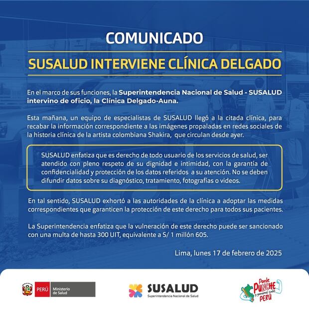 Comunicado de Susalud.