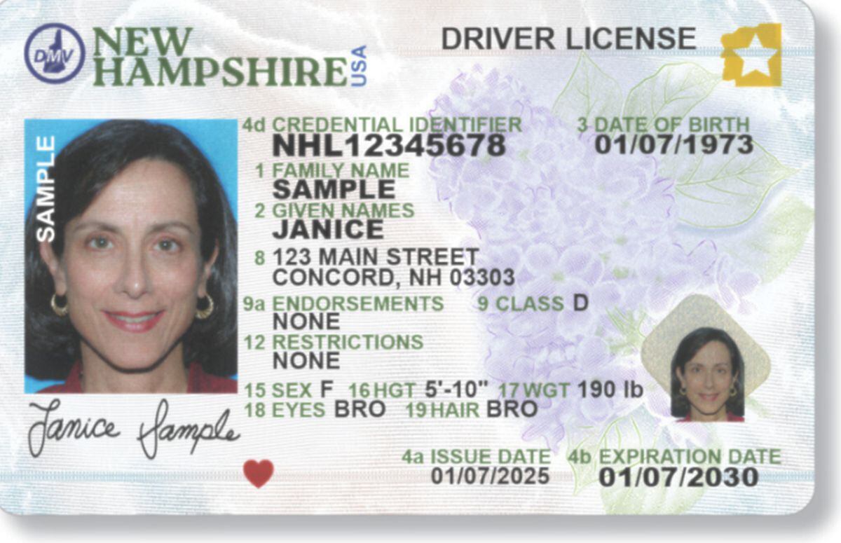 Así es la nueva licencia de conducir de New Hampshire con los requerimientos de la Real ID. (Foto: DMH de New Hampshire)