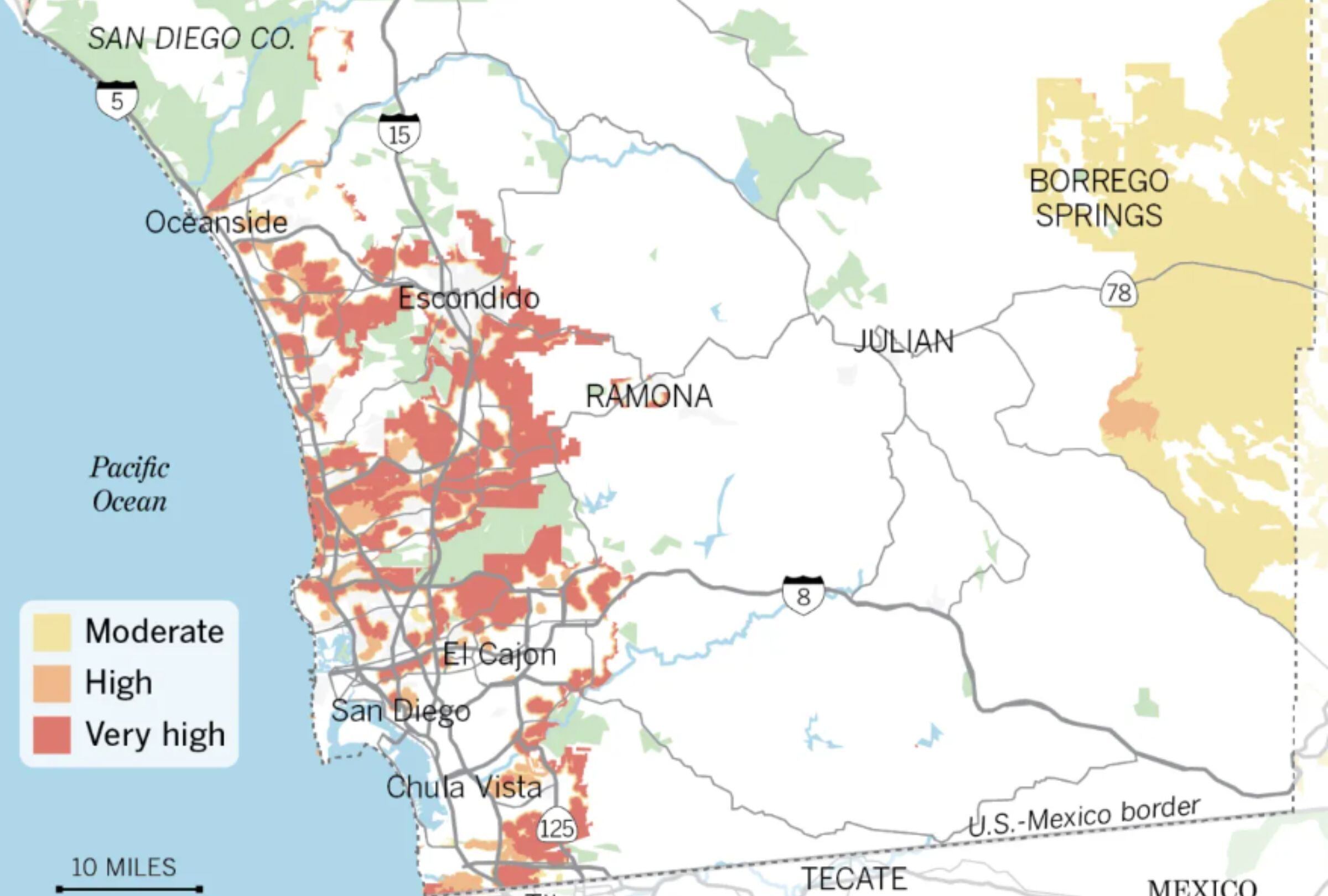Estas zonas, explica Cal Fire, tienen condiciones con un potencial significativo de generar actividad de incendios durante un período de 30 a 50 años sin tener en cuenta medidas de mitigación. (Foto: Cal Fire)
