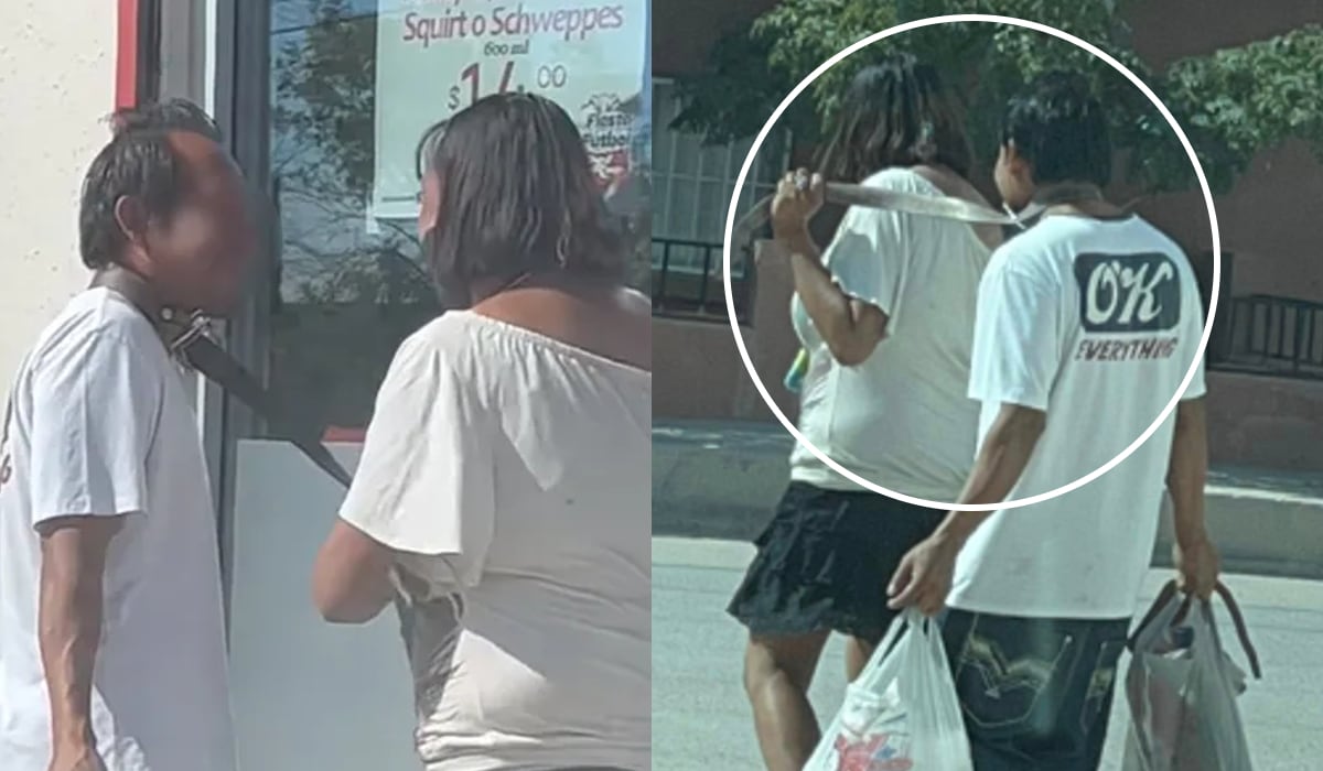 Mujer agarra a su pareja con un cinturón. (Captura imagen: Facebook / )