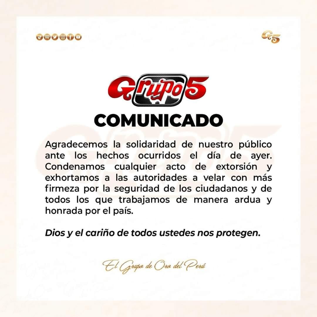 Comunicado del Grupo 5 sobre el ataque a su propiedad en Los Olivos, donde pernoctan en Lima.