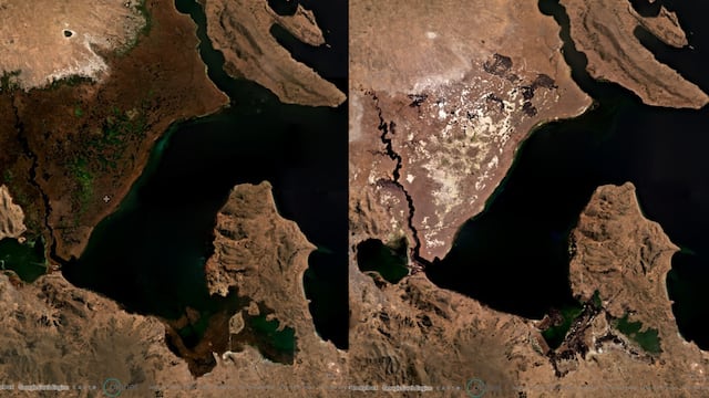 Puno: Sequía en lago Titicaca en imágenes satelitales, ¿es la primera vez que sucede?