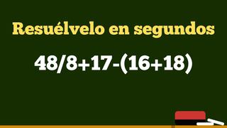 ¿Desarrollarás este ejercicio en tiempo récord? Halla el resultado de 48/8+17-(16+18)
