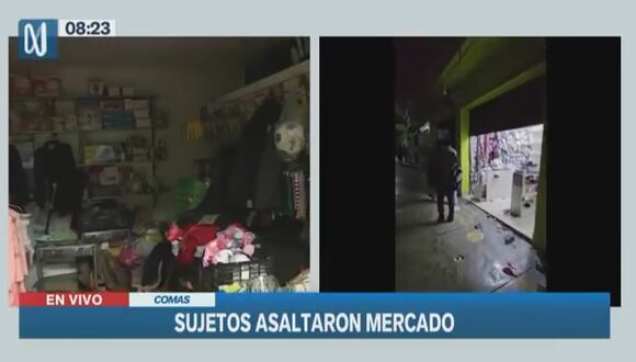 Delincuentes asaltan mercado en Comas. (Foto: Canal N)