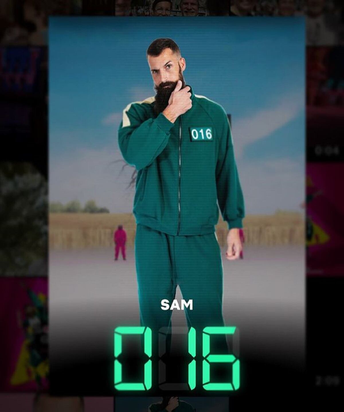 Sam Lantz es el participante número 016 en el reality "El juego del calamar: El desafío" (Foto: Netflix)
