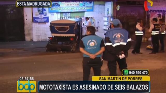San Martín de Porres: sicario mata de 6 balazos a joven mototaxista