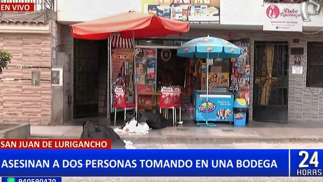 San Juan de Lurigancho: sicarios matan a balazos a dos hombres que tomaban licor en una bodega | VIDEO