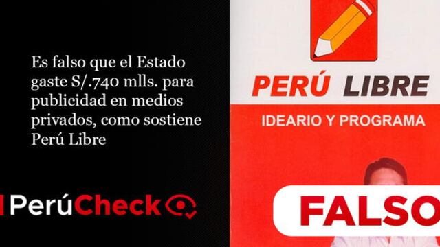 Es falsa la cifra atribuida por Perú Libre para la publicidad en medios privados