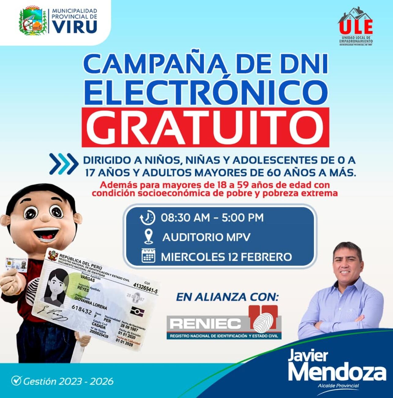 El Documento Nacional de Identidad (DNI) permite al ciudadano identificarse y realizar diversos trámites en todo el país. Foto: Municipalidad Provincial de Virú