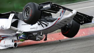 F1: la volcadura del auto de Felipe Massa en fotos