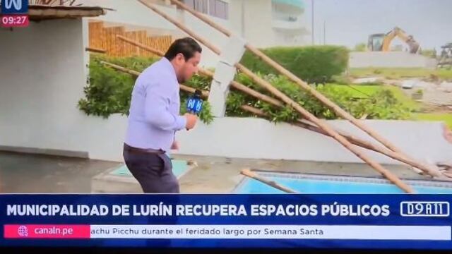 Lurín: reportero de canal N sufre aparatosa caída, mientras realizaba despacho en vivo | VIDEO