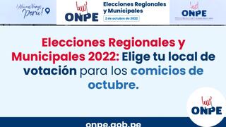 ¿Dónde votar?: consulta aquí vía link de ONPE y elige tu local de votación para las elecciones 2022