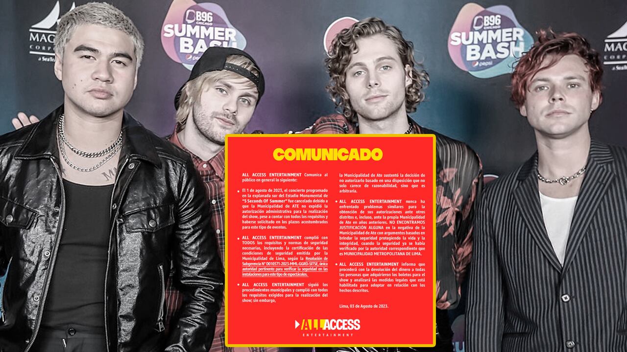Productora que organizó concierto de 5 Seconds Of Summer indicó que la Municipalidad de Ate canceló show de manera arbitraria | Foto: Composición EC