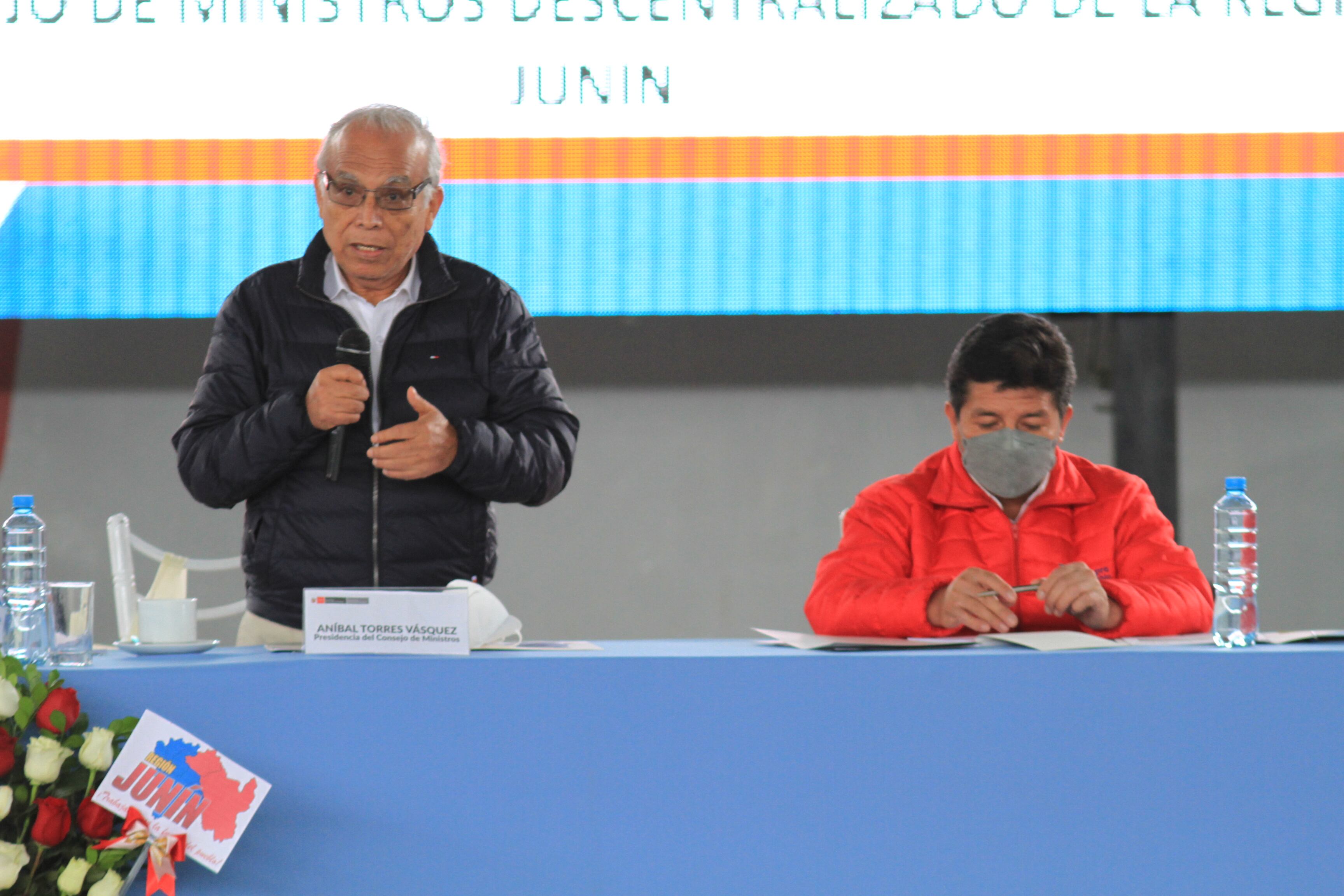 Aníbal Torres y Pedro Castillo participan en un Consejo de Ministros Descentralizado en la ciudad de Huancayo. (FOTO: JEFFERSON MEZA / GEC)