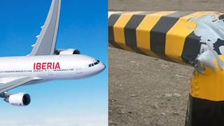Aerolínea Iberia se pronuncia tras choque de uno de sus aviones con un poste de luz