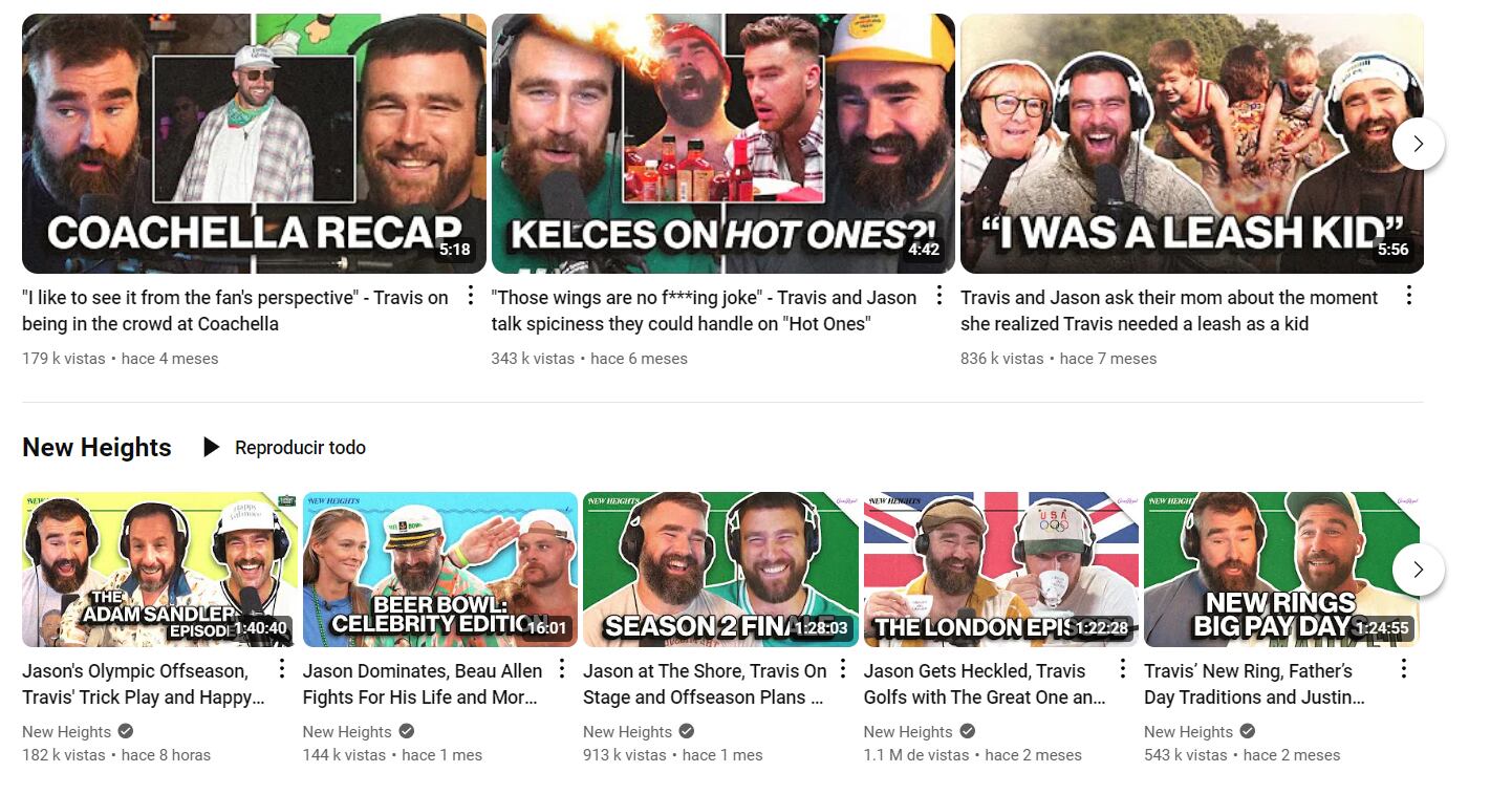 El podcast de los hermanos Kelce era un éxito en YouTube (Foto: New Heighs / YouTube)