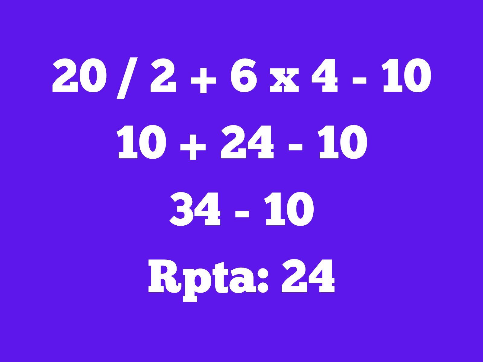 Reto matemático: Fíjate la forma correcta de cómo se soluciona este problema. ¿Lo hiciste similar? (Creación: Mag)