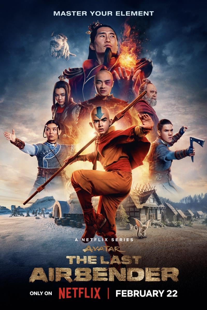 El póster de "Avatar: The Last Airbender" cuenta con los protagonistas de la serie como figuras principales (Foto: Netflix)