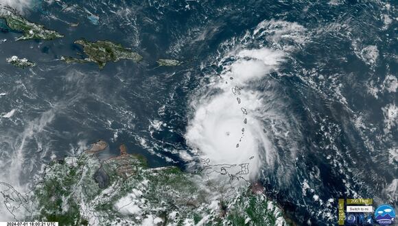 Una vista del ojo del huracán Beryl durante su paso por el Caribe, el 1 de julio de 2024. (Foto de EFE/ RAMMB/CIRA/CSU)