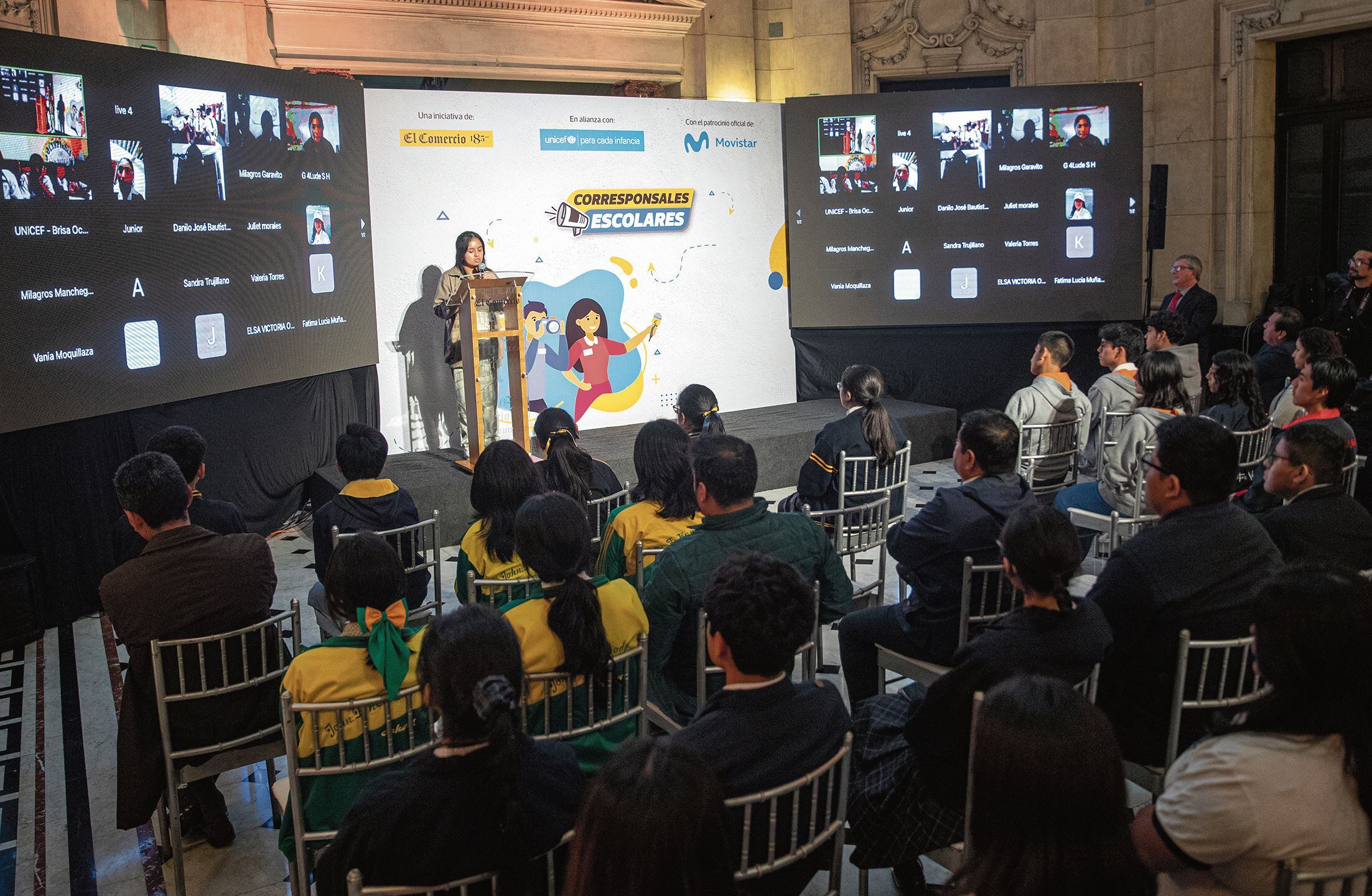 La corresponsal escolar Valeria Sulca dio el discurso en nombre de la primera promoción del año. (Foto: Hugo Pérez)