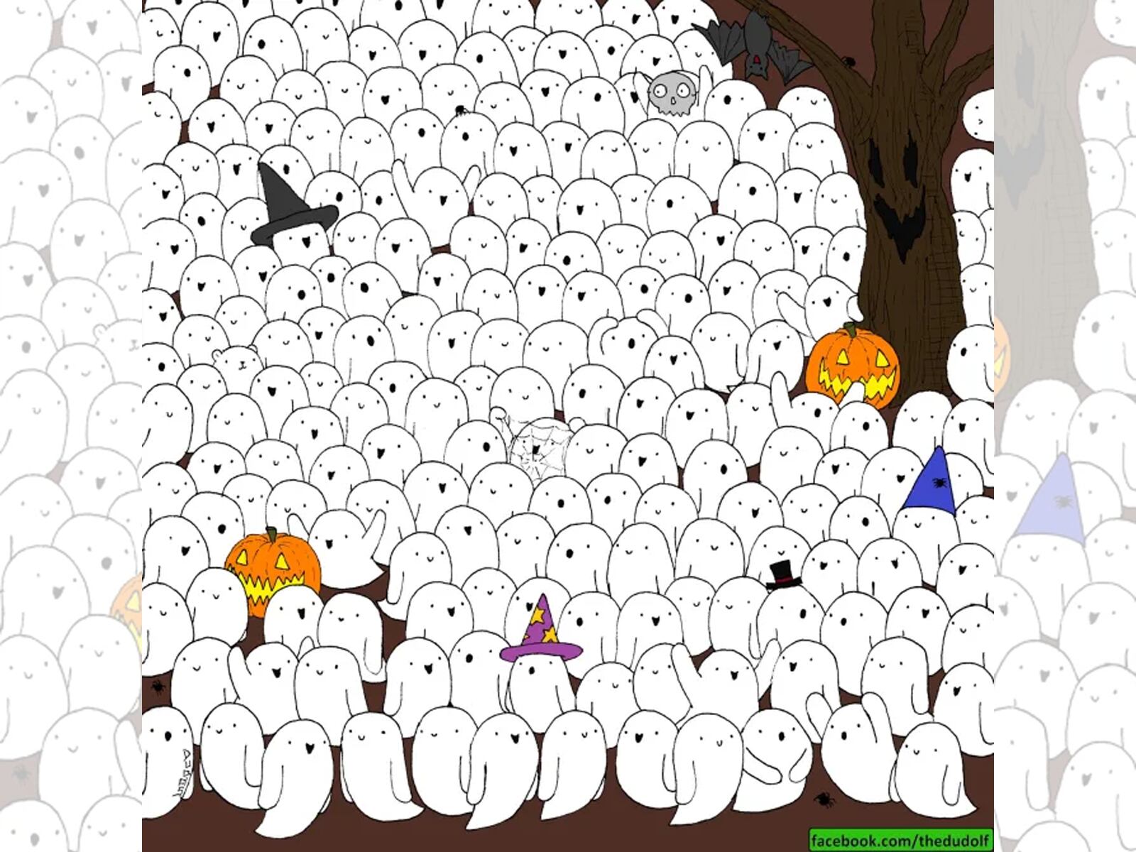 RETO VISUAL | Tienes visión 20/20 si puedes detectar al oso polar escondido entre los fantasmas en el acertijo de Halloween en 13 segundos. | thedudolf