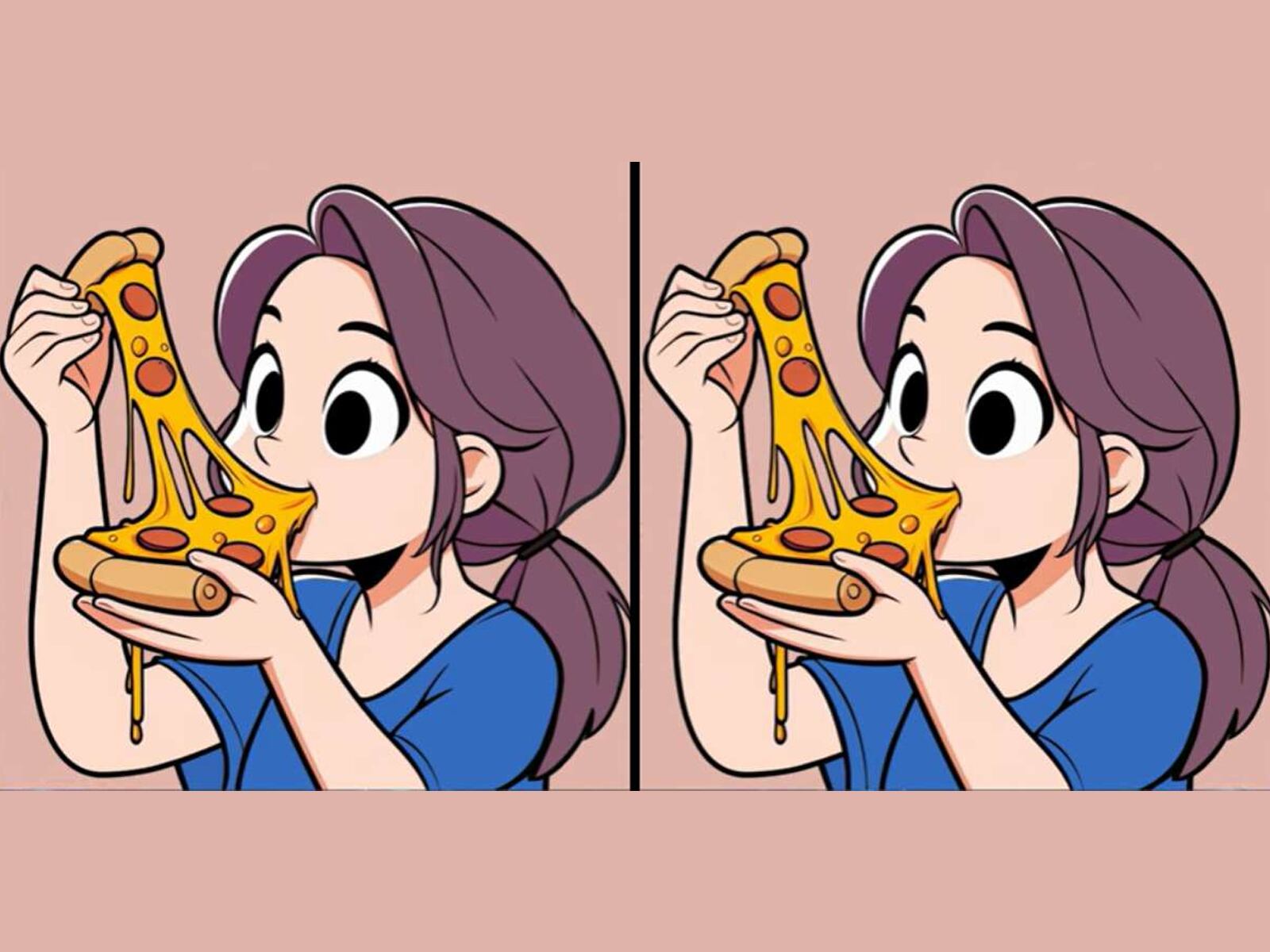 RETO VISUAL | Dos imágenes aparentemente idénticas de una niña comiendo pizza esconden 3 diferencias que solo los más observadores podrán encontrar.