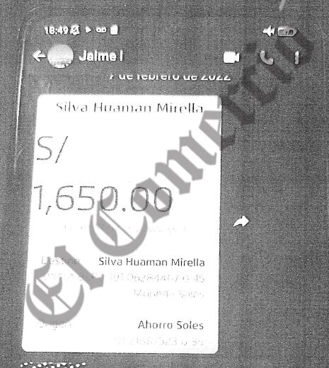 Constancia de transferencias bancarias a Mirella Silva.