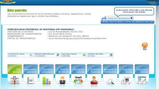 Municipios de Huamanga y Huancayo tienen 100% de transparencia en web