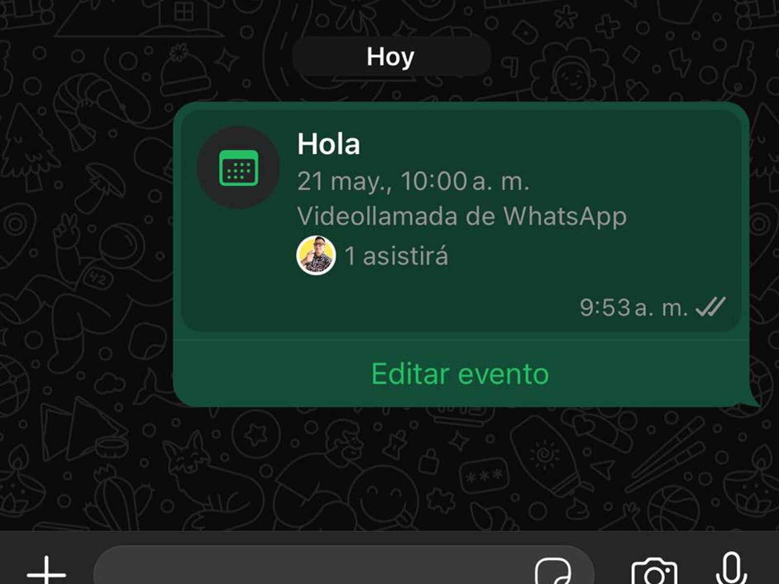 Así quedará tu evento creado en WhatsApp. (Foto: Depor - Rommel Yupanqui)