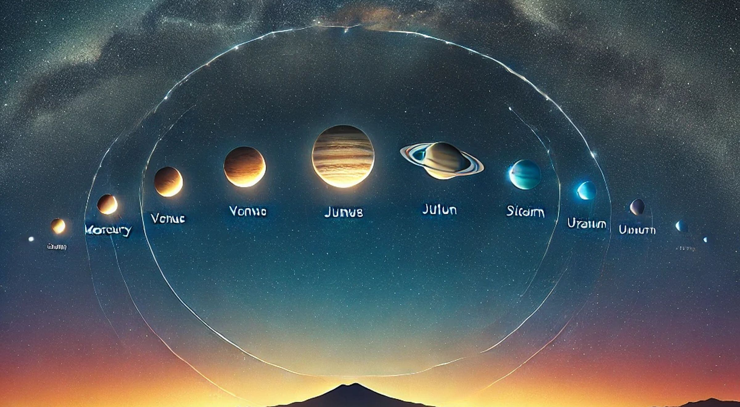 El próximo 28 de febrero de 2025, el cielo ofrecerá un espectáculo astronómico excepcional: una alineación planetaria. | Crédito: DALL-E / Open AI