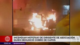 SMP: incendian mototaxi de trabajador que denunció cobro de cupos | VIDEO