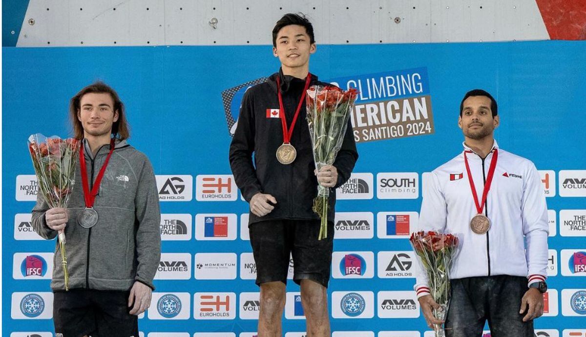 El atleta nacional Diego Lequerica consiguió la medalla de bronce en el IFSC Campeonato Panamericano de Escalada Santiago 2024 | Foto: Difusión