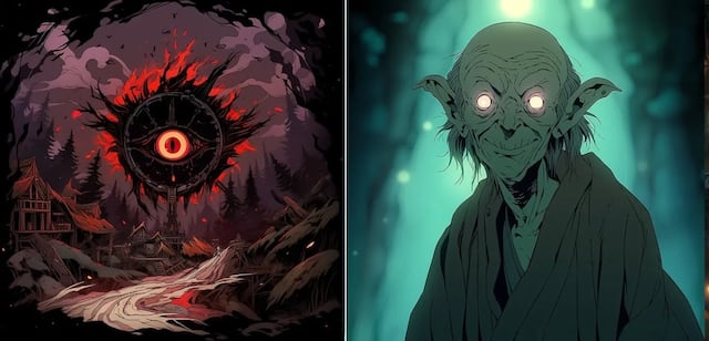 El Ojo de Sauron y Gollum.