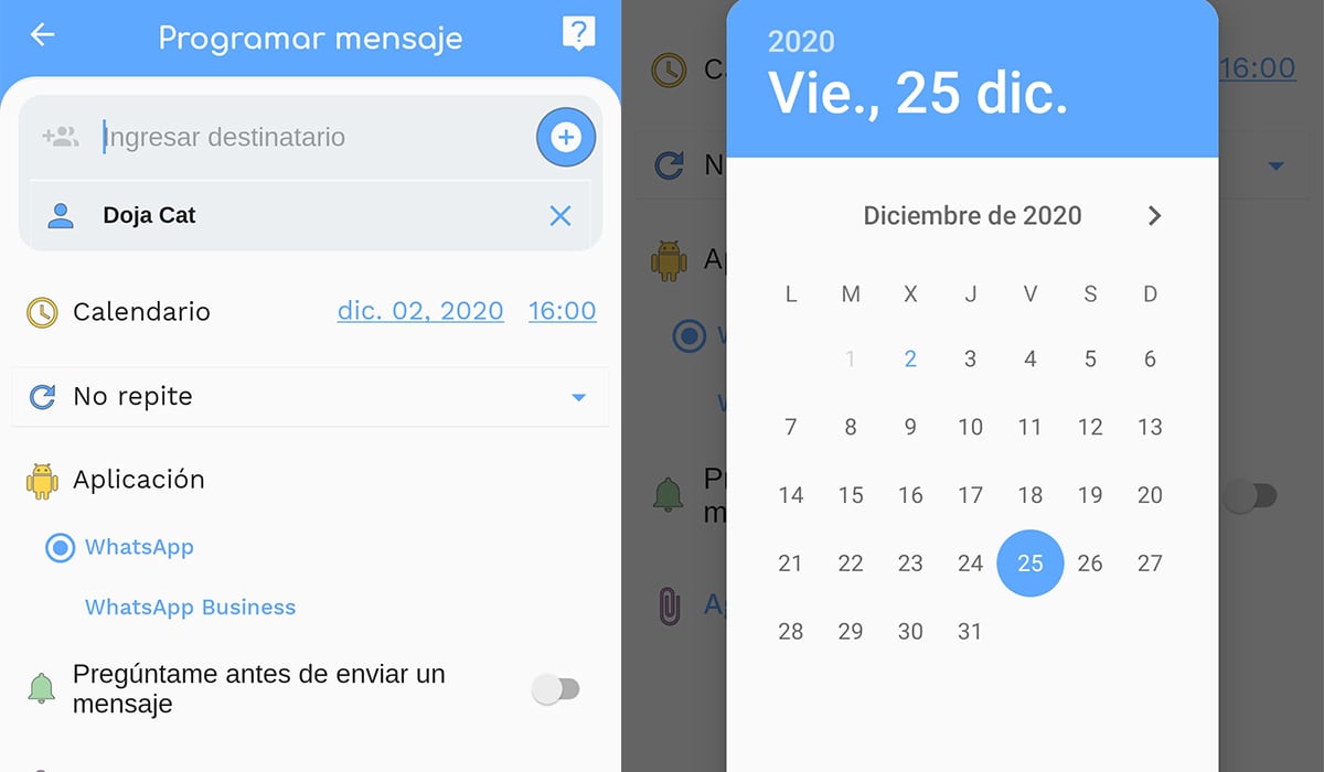 De esta forma podrás programar tu mensaje de WhatsApp e incluso que te avisen antes de que se envíen por si deseas cambiar algo. (Foto: Mag)