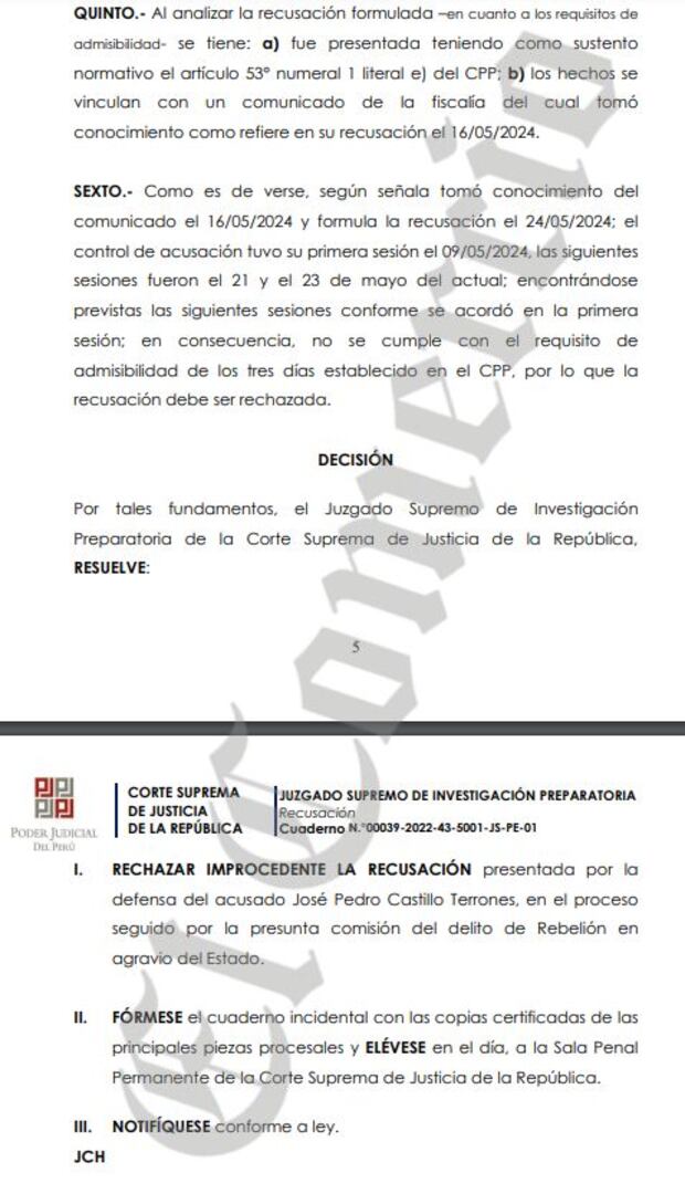 Recusación contra el juez Checkley rechazada a fines de mayo