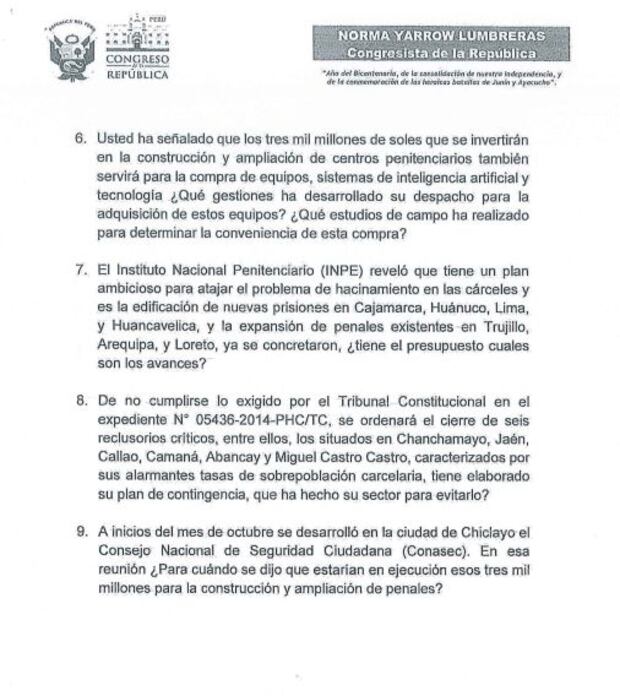 Eduardo Arana, ministro de Justicia, deberá responder pliego de nueve preguntas en interpelación.
