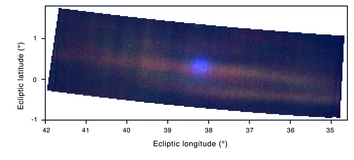 La fotografía se obtuvo utilizando el instrumento Europa-UVS, un espectrógrafo ultravioleta que permite detectar gases y elementos químicos que no pueden verse a simple vista. (Foto: NASA / JPL-Caltech / SWRI)