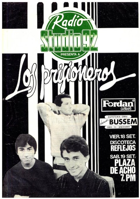Poster que anuncia la llegada de Los Prisioneros al Perú.